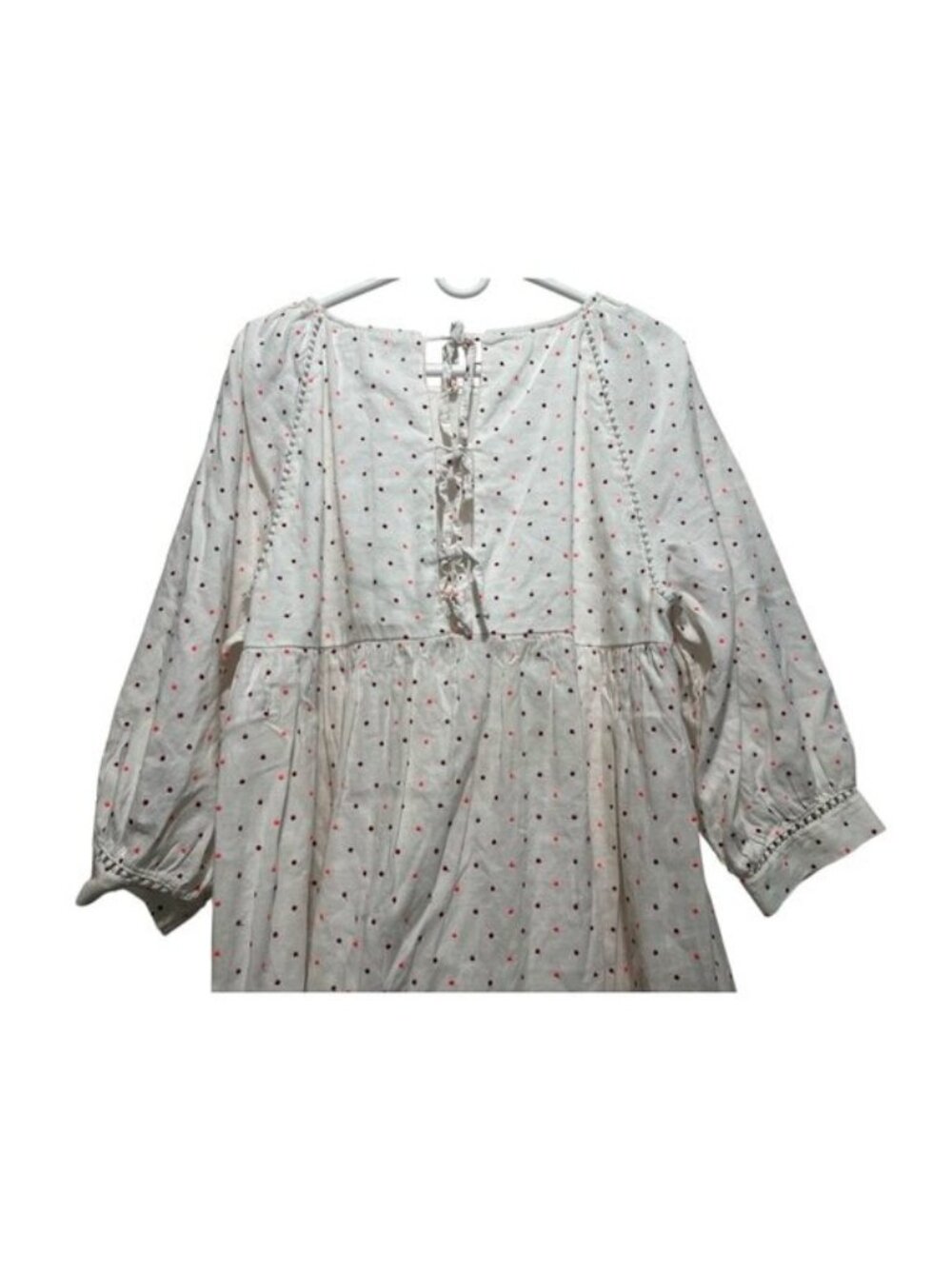 Sézane Grace Embroidery Polka Dots Dress 44 XXL White Bishop Sleeve Dainty Linen - Picture 12 of 16